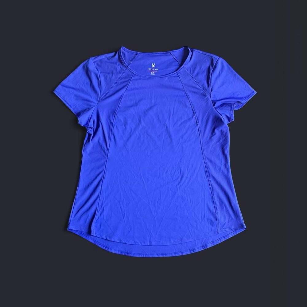 Spyder Active T Shirt Women's XL Blue Short Sleeve Athletic Spandex